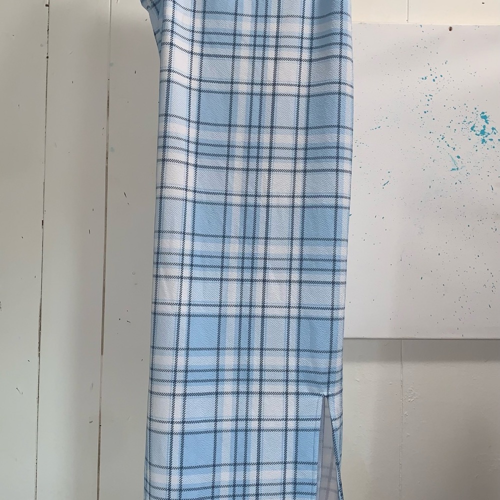 Blue Plaid Pencil Dress